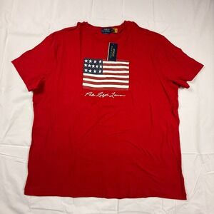 Polo Ralph Lauren Mens Red American Flag Graphic T-Shirt XXL Classic Fit NEW